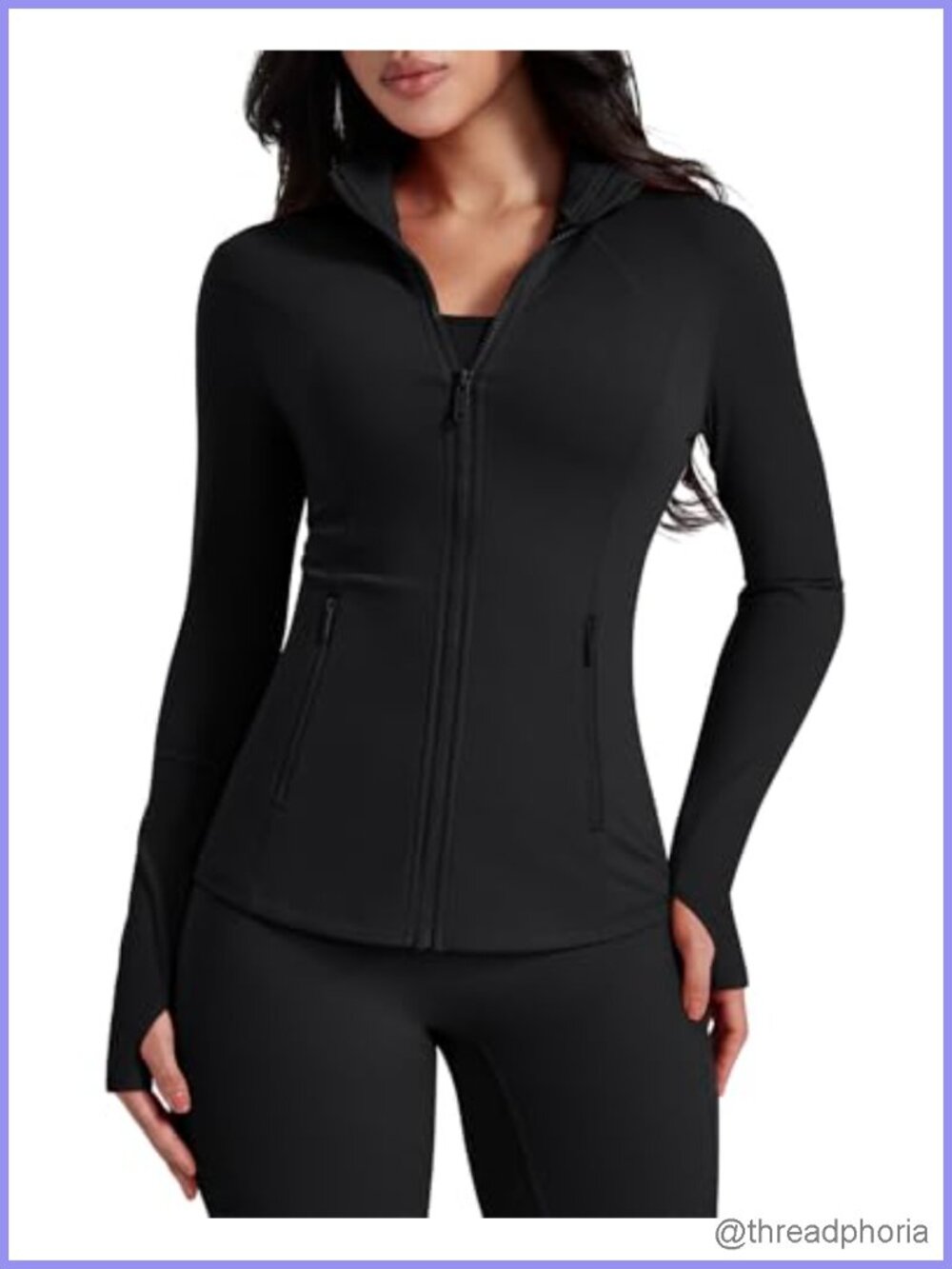 Women's Lightweight Full Zip Athletic Jacket With Pockets and Thumb Holes